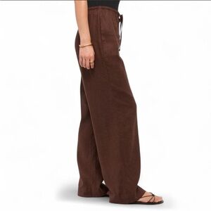 H&M Wide Leg Linen Blend Brown Pants S